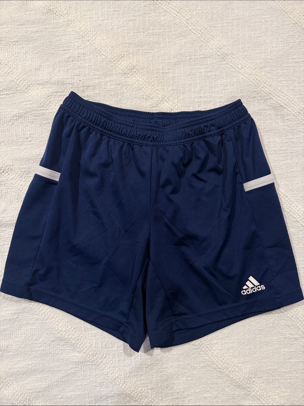 adidas Navy Athletic Training Shorts with White Accents